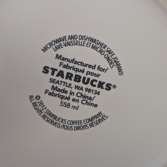 Starbucks 2012 White Mug with Green Logo 558 ML Like New Condition - Picture 5 of 7